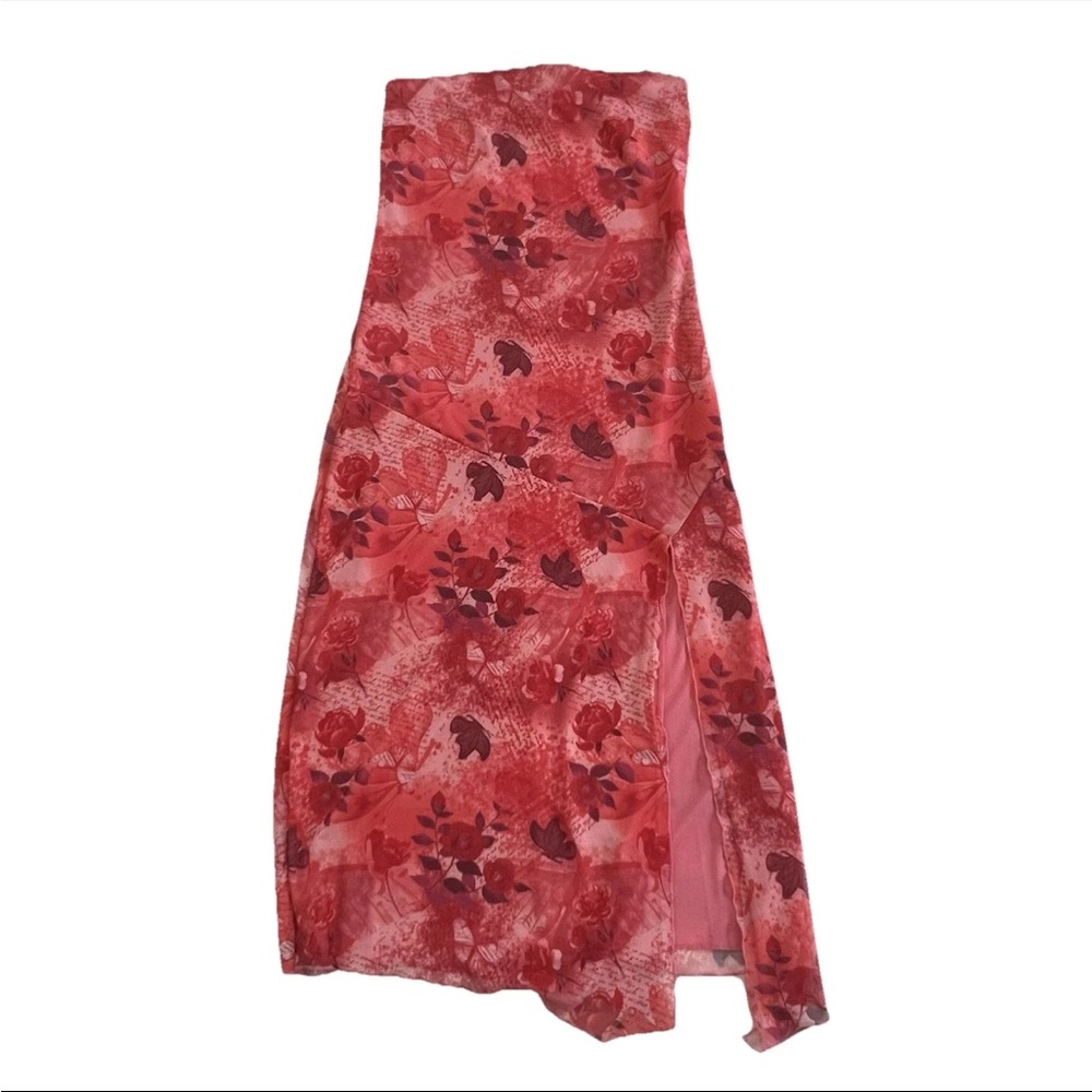 Justify Strapless Midi Dress M Y2K Hot Pink Asymmetrical Butterfly Romantic